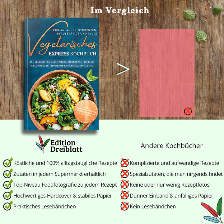Vegetarisches Express Kochbuch für Anfänger, Studenten, Berufstätige und Faule: Die leckersten vegetarischen Rezepte für eine gesunde & zeitsparende Ernährung im Alltag