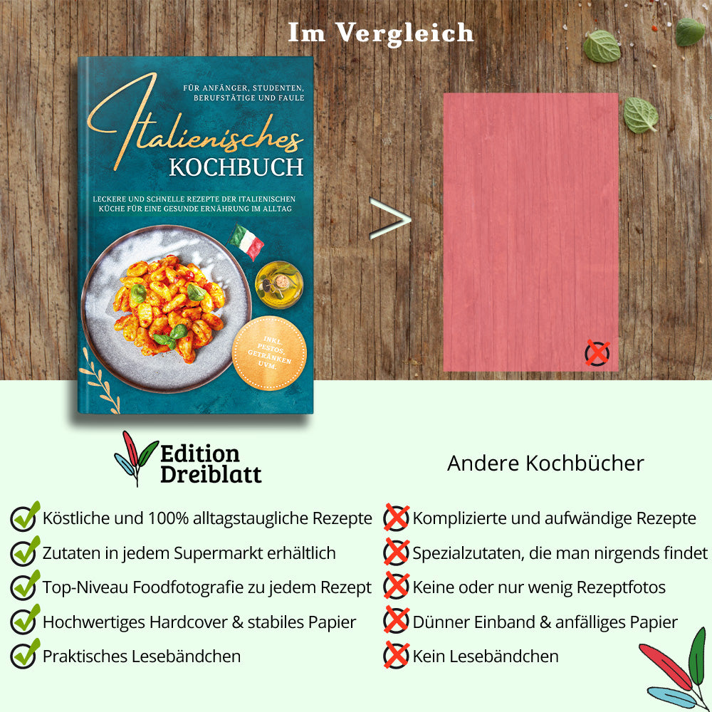 Italienisches Kochbuch für Anfänger, Studenten, Berufstätige & Faule: Leckere und schnelle Rezepte der italienischen Küche für eine gesunde Ernährung im Alltag