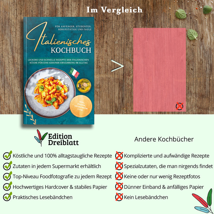Italienisches Kochbuch für Anfänger, Studenten, Berufstätige & Faule: Leckere und schnelle Rezepte der italienischen Küche für eine gesunde Ernährung im Alltag