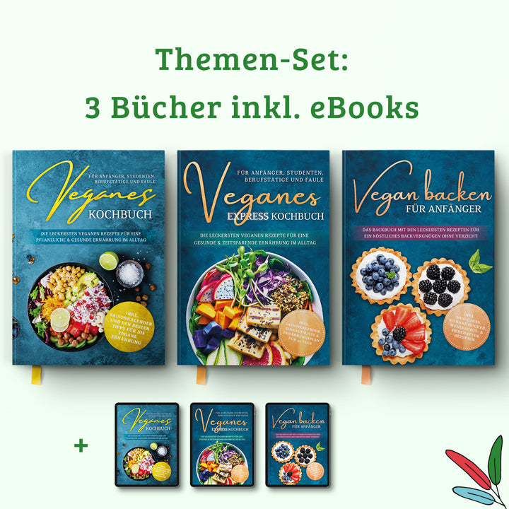 Veganes Bundle: Veganes Kochbuch + Veganes Express Kochbuch + Vegan Backen