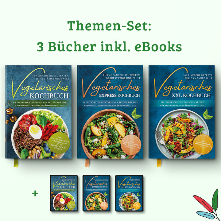 Vegetarisches Bundle: Vegetarisches Kochbuch + Vegetarisches Express Kochbuch + Vegetarisches XXL Kochbuch